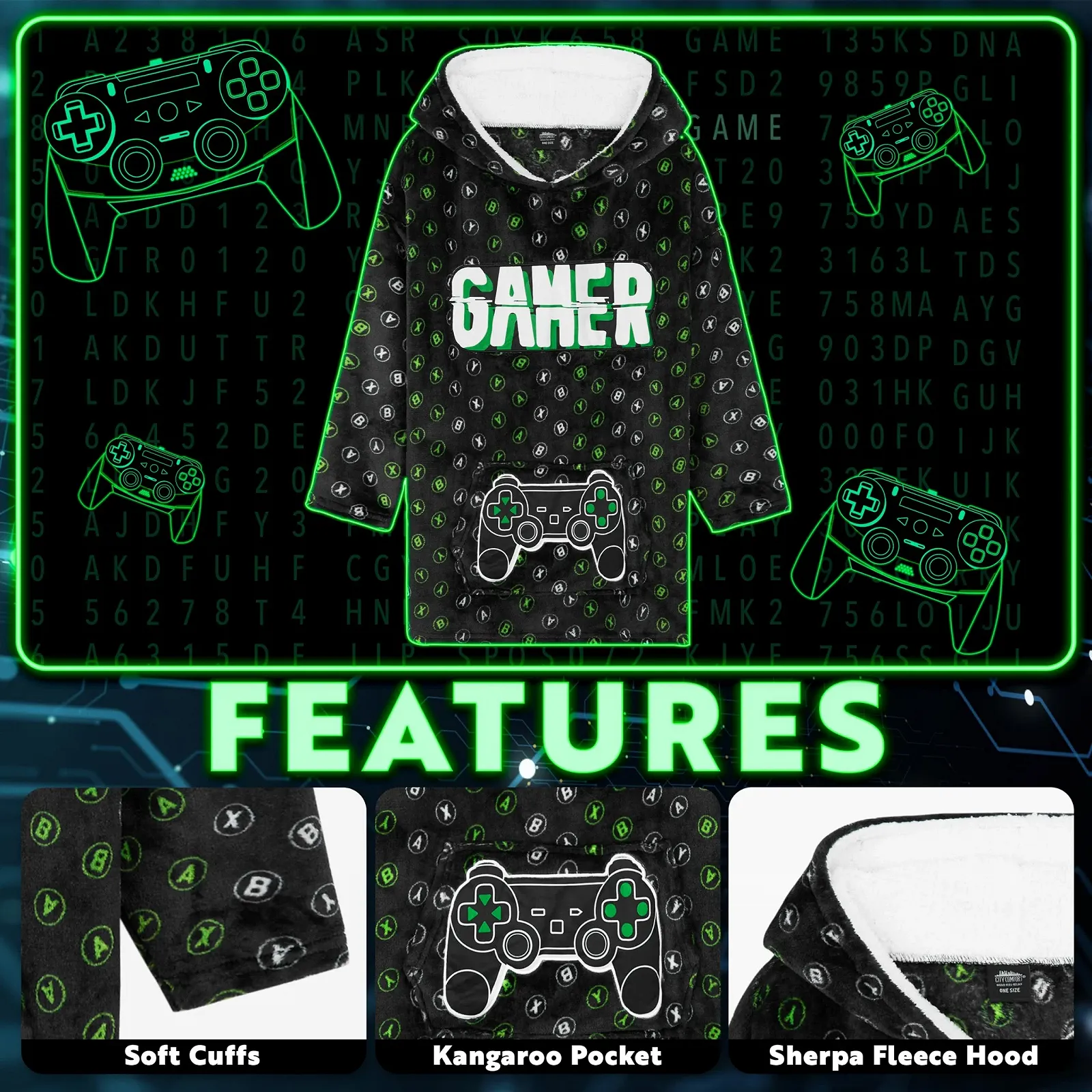 Одеяло-худи CityComfort Детская Флисовая Плюс Размера Худи для Мальчиков, фото №3 Одеяло-худи CityComfort Детская Флисовая Плюс Размера Худи для Мальчиков, фото №3