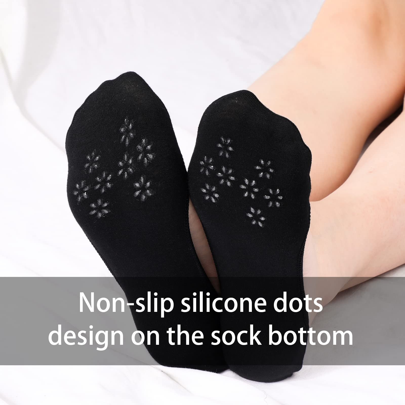 Носки Женские Невидимые для Туфель на Каблуках, Хлопковые Ультра Низкие Носки-Подкладки Невидимые, Мягкие Носки, Носки-Балетки, Носки для Кроссовок с Нескользящим Силиконом для Лоферов (6 пар), фото №4