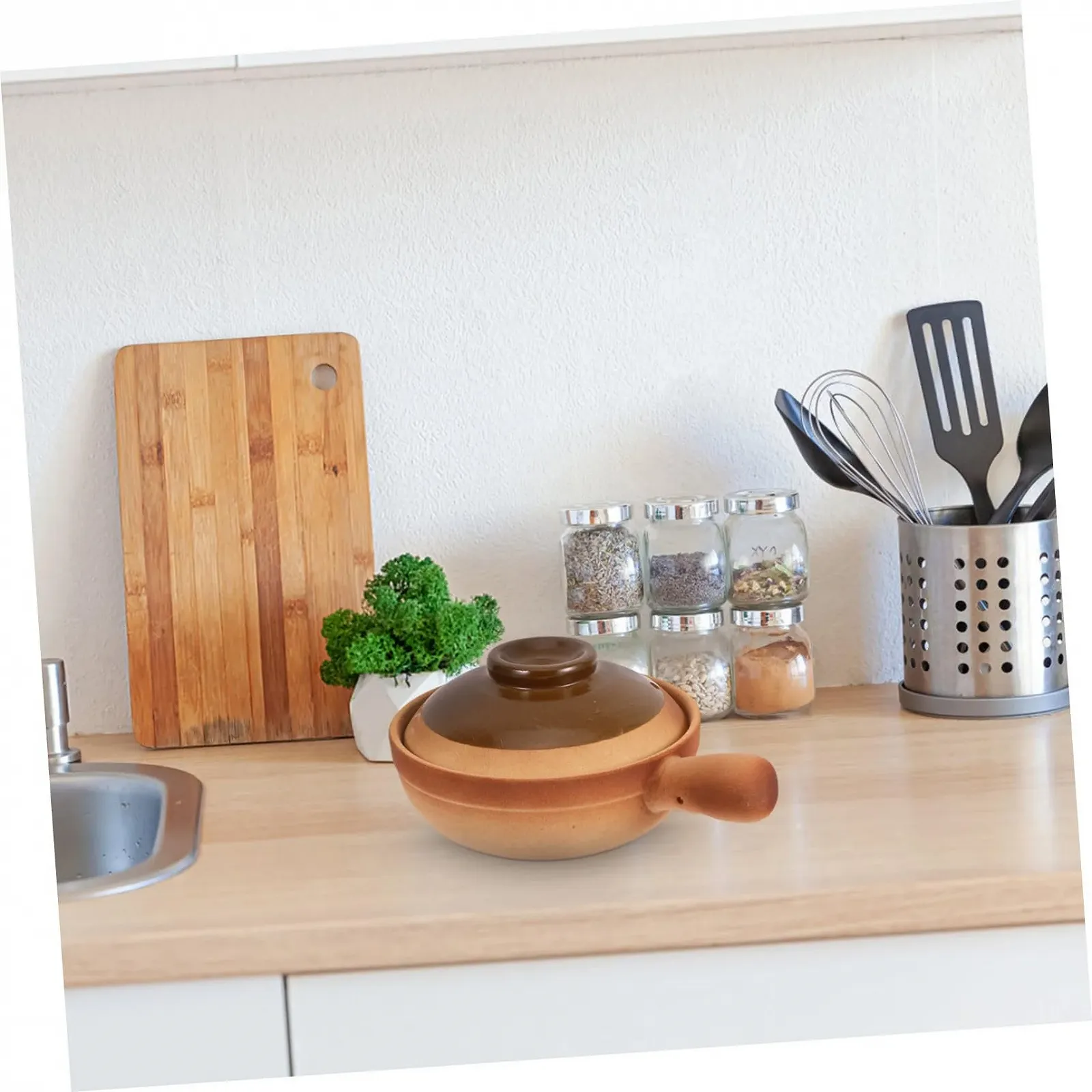 Горщик для запікання Gatuida традиційний керамічний з кришкою та бічною ручкою, фото №5