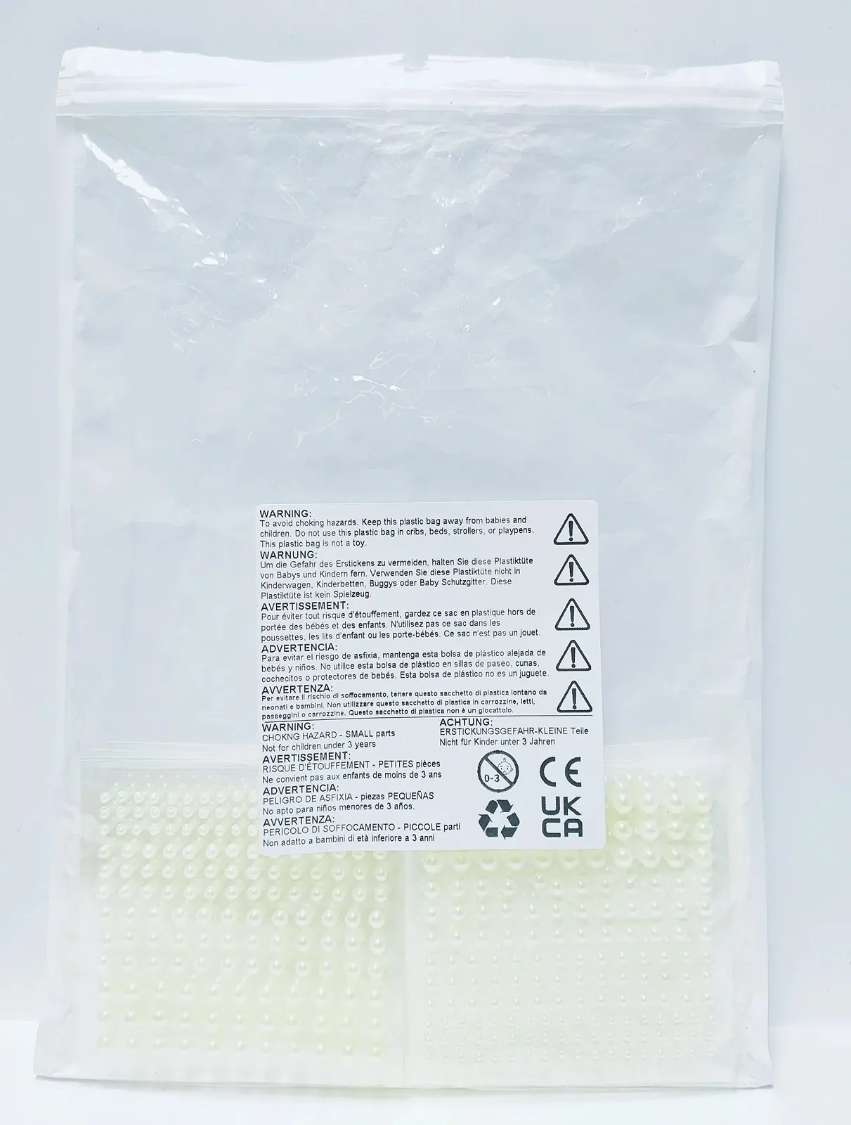 Стрази Клейкі Напівкруглі Білі Різних Розмірів 1320 шт., фото №8