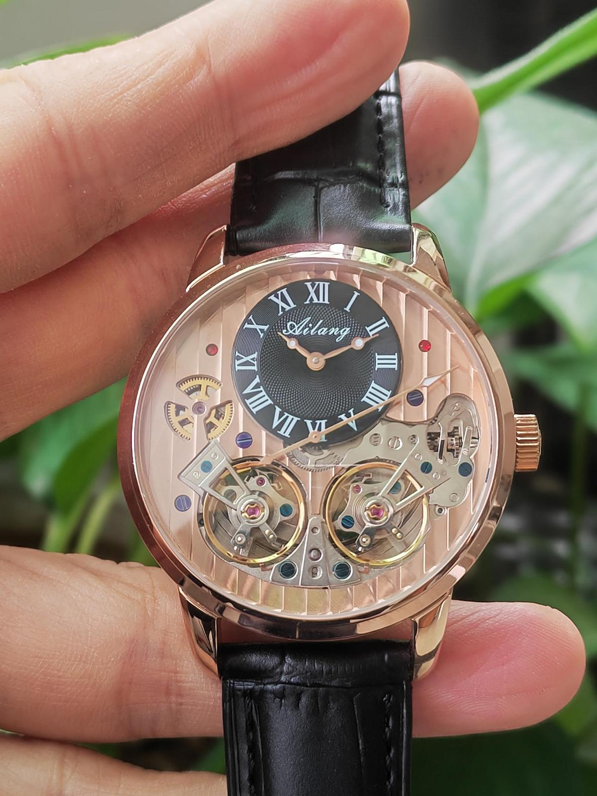 Автоматические мужские часы B BINGER Ailang с открытым механизмом, кожаный ремешок, фото №5