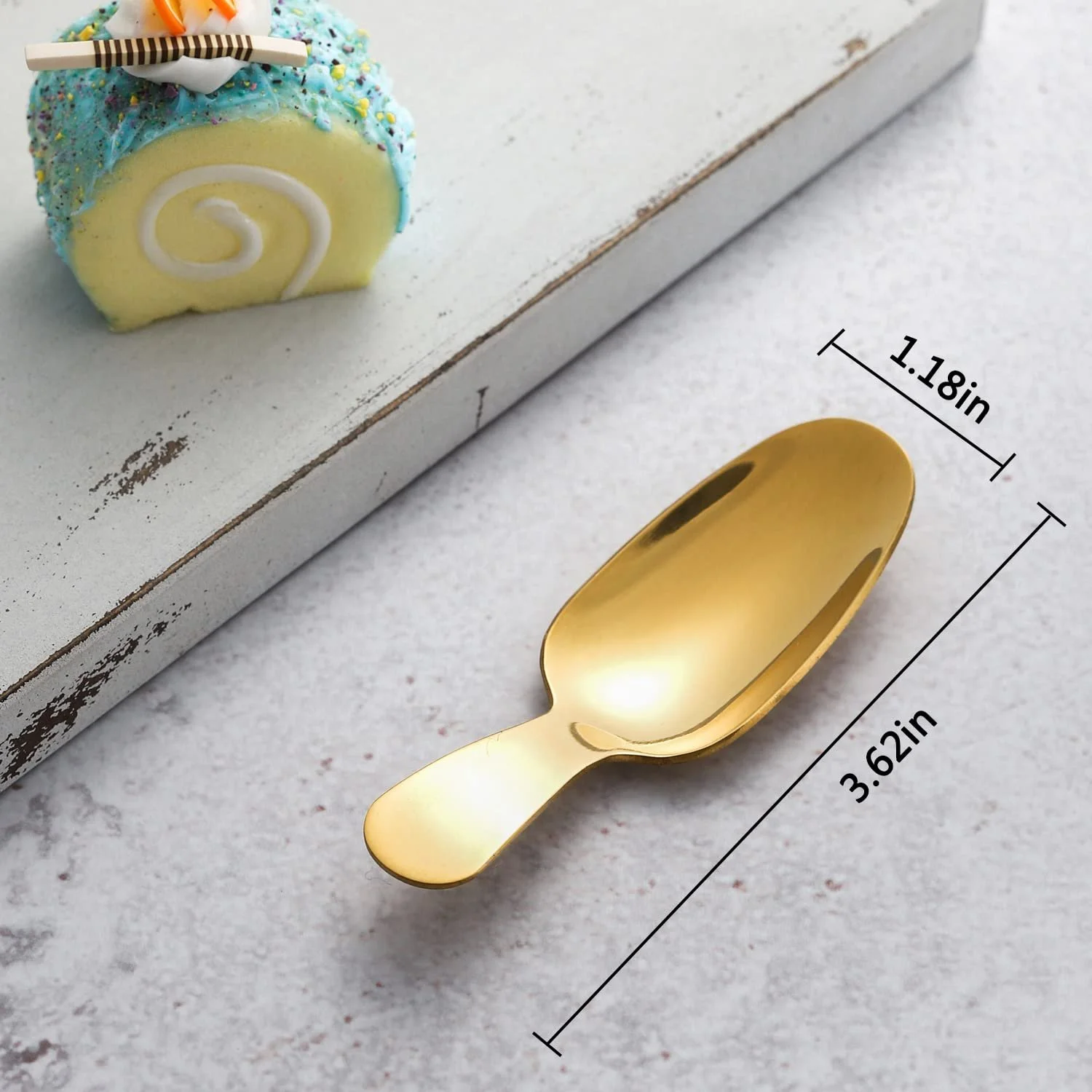 Ложка десертная zeeooil Gold 6 шт, нержавеющая сталь, ложка для соли, короткая ручка, мерная ложка для кофе, мини ложка для чая, для небольших стаканов, сахара, меда, фото №3