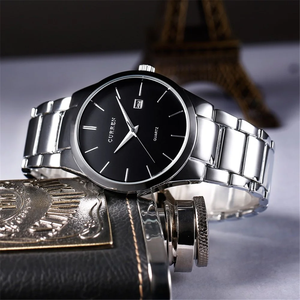 Чоловічий Класичний Кварцовий Аналоговий Наручний Годинник CURREN Silver Black, фото №2 Чоловічий Класичний Кварцовий Аналоговий Наручний Годинник CURREN Silver Black, фото №2