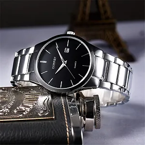 Чоловічий Класичний Кварцовий Аналоговий Наручний Годинник CURREN Silver Black synthetic.ua - Фото 1