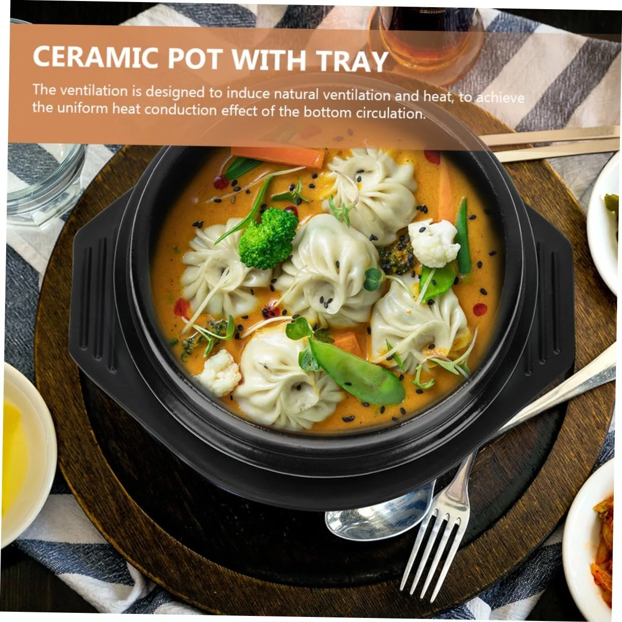 Горщик для запікання Керамічний з підставкою у корейському стилі Жаростійкий, фото №6
