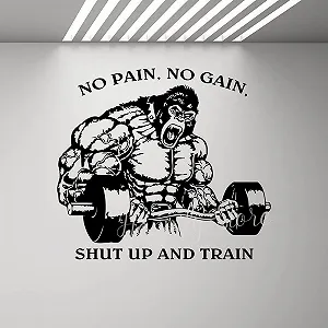 Наклейка на стіну No Pain No Gain Motivation Quote Вінілова 61 x 54 см Чорна - Фото 1