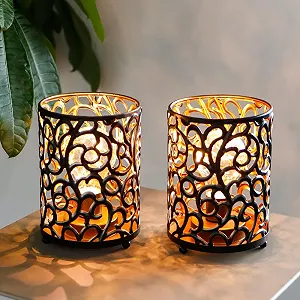 Настільна лампа JHY DESIGN Vintage 16 см Таймер 6 годин Металева Чорна (2 шт) - Фото 1