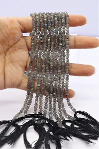 Бусины Граненые из Лабрадорита Родель 3.5-4 мм, нить длиной 33 см, ожерелья, браслета - Фото 1