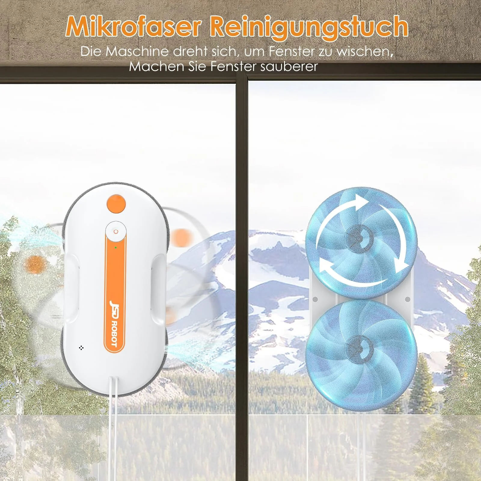 Робот для миття вікон JSDROBOT Lite, 5300Pa, функція протирання під тиском, подвійний диск для очищення водою з високим покриттям, виявлення країв, інтелектуальний план шляху, фото №5 Робот для миття вікон JSDROBOT Lite, 5300Pa, функція протирання під тиском, подвійний диск для очищення водою з високим покриттям, виявлення країв, інтелектуальний план шляху, фото №5