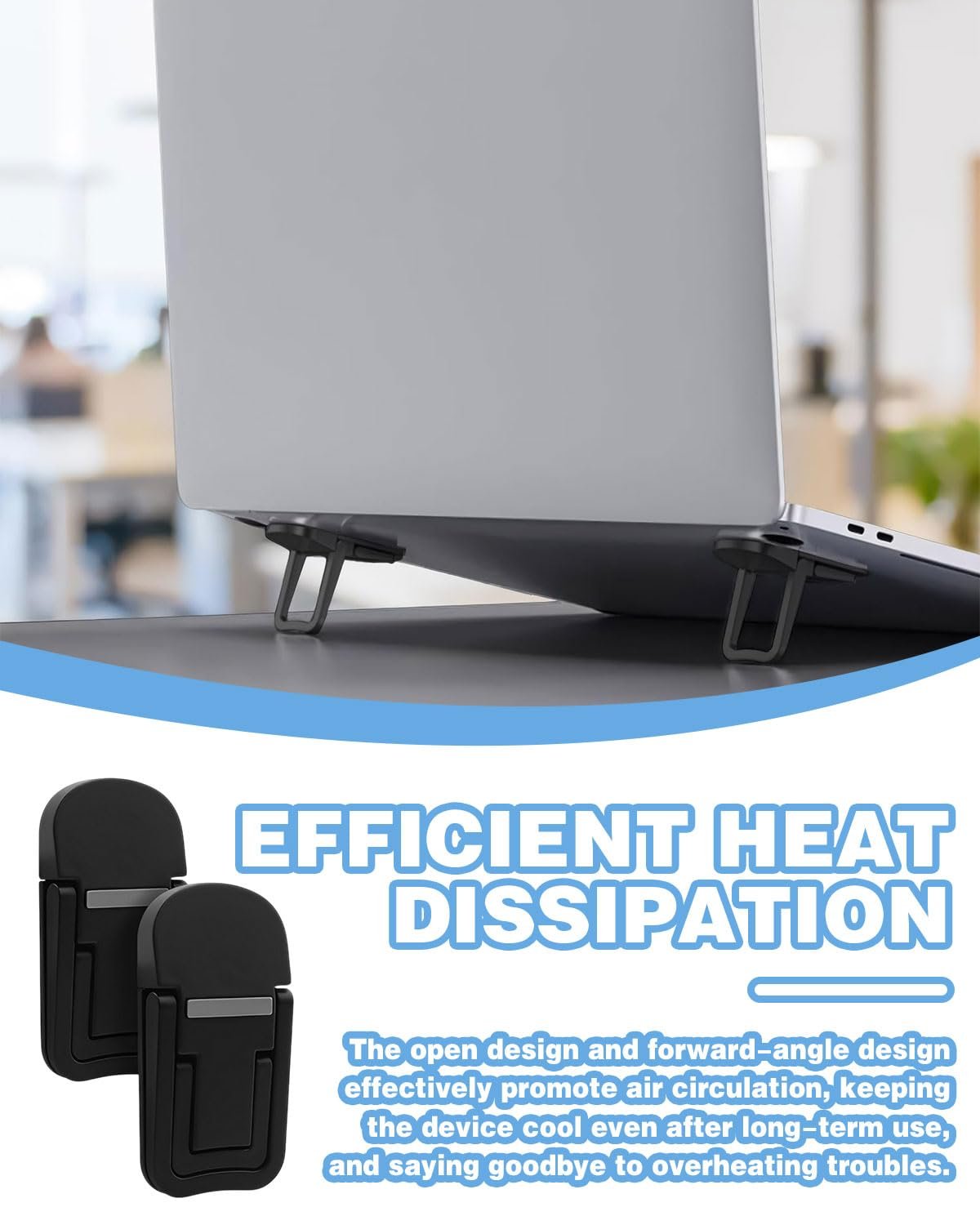 Подставка для ноутбука (4 шт. в упаковке) Invisible, складная, с 2 регулируемыми углами, портативная мини-подставка для клавиатуры, самоклеящаяся, для дома, офиса и путешествий, фото №4