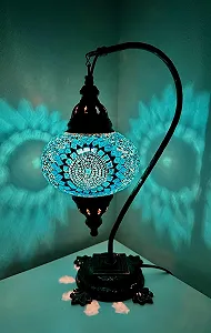 Настільна лампа Samarkand Lights Mosaic Turkish Moroccan Turquoise Circle Бірюзова - Фото 1