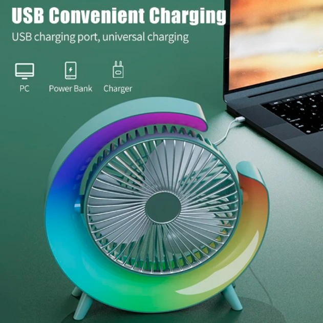 Вентилятор электрический USB 3-скоростной с цветной подсветкой 180 бесшумный, фото №6 Вентилятор электрический USB 3-скоростной с цветной подсветкой 180 бесшумный, фото №6