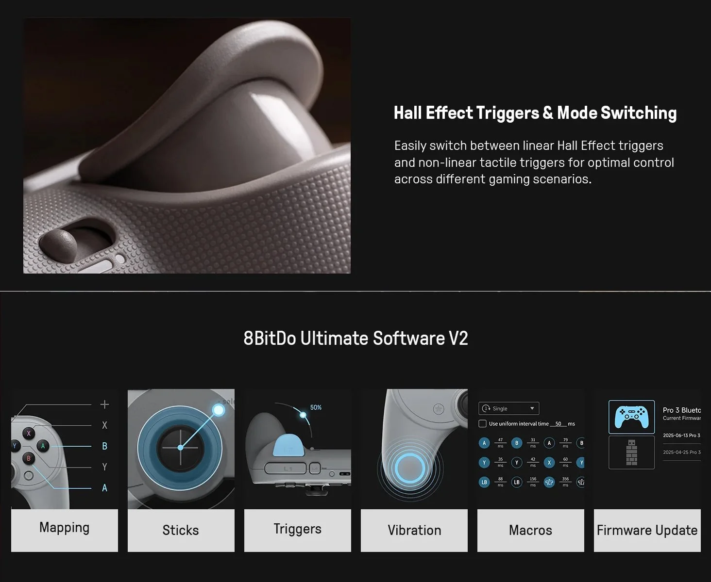 Геймпад 8Bitdo Pro 3 Windows/Android/Switch 2/macOS TMR Violet + Док-станция, фото №4