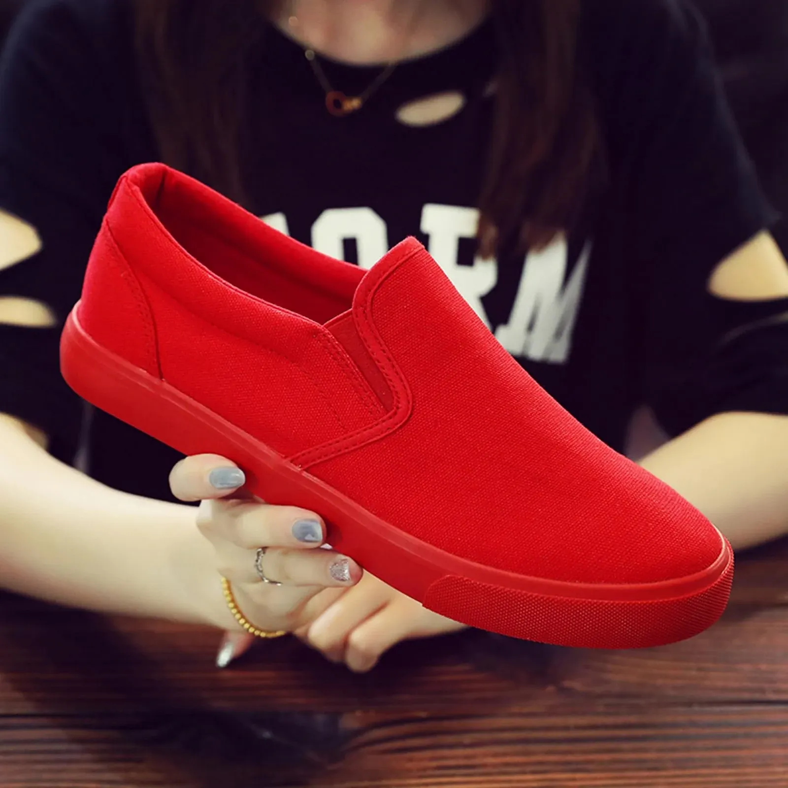 Чоловічі Сліпони Jamron З Льону Однотонні Повсякденні Кеди Plimsolls, фото №4