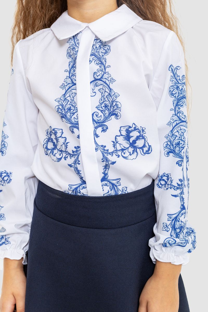 Блуза для дівчаток нарядова колір біло-синій 172R026-1, фото №2