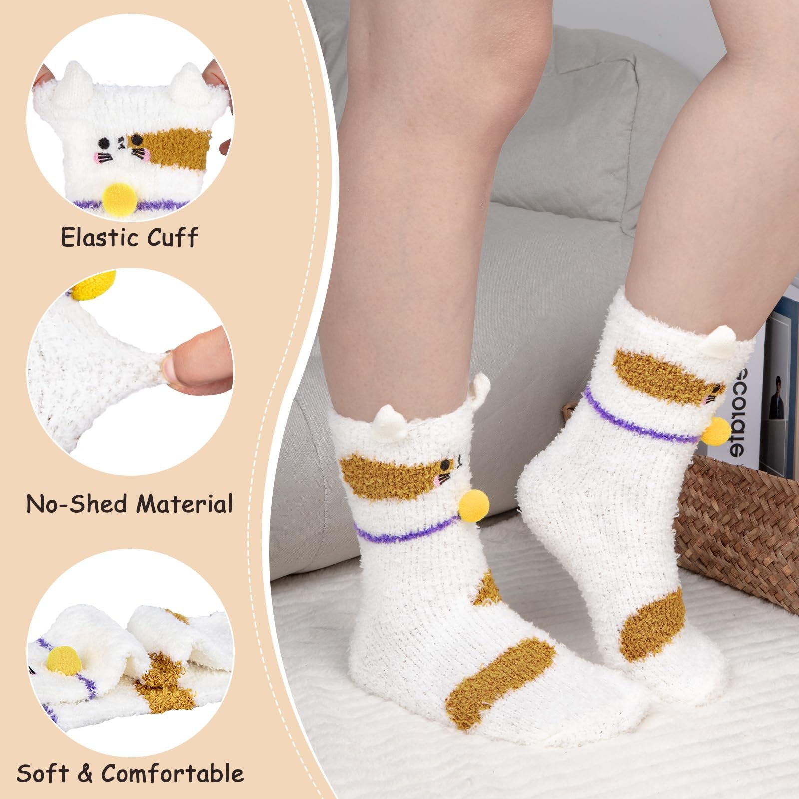 Мягкие носки Cuddly для женщин, теплые носки для кровати, толстые мягкие носки, домашние носки, женские носки, рождественский подарок, рождественские носки, зимние носки для девочек 37-42, фото №3