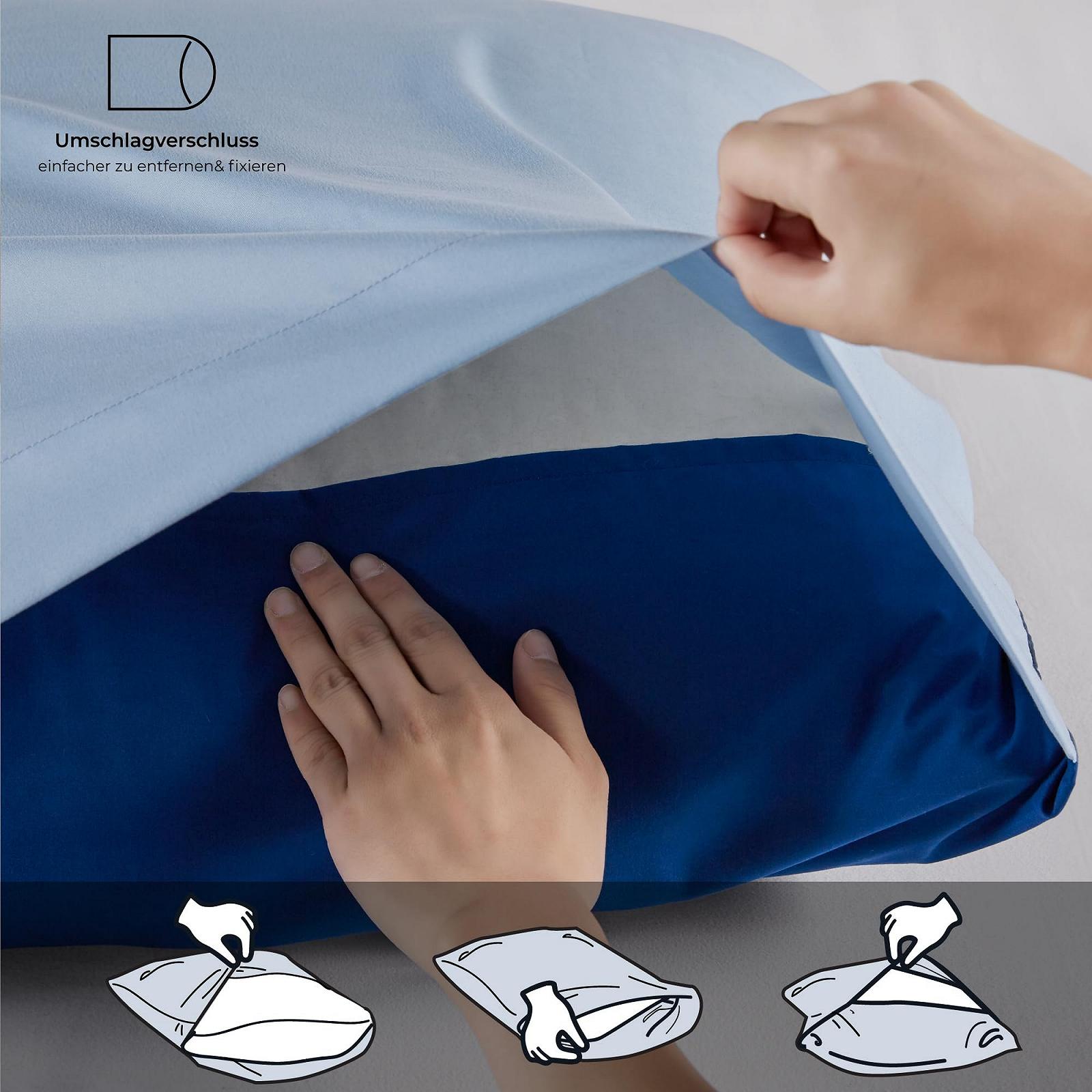 Постільна білизна Degrees of Comfort 135 x 200 см, 4 предмети, темно-синій, світло-синій, не потребує прасування підодіяльники на блискавці, двосторонній комплект постільної білизни з матової мікрофібри, 2 підодіяльники і 2 наволочки 80 x 80 см, фото №4