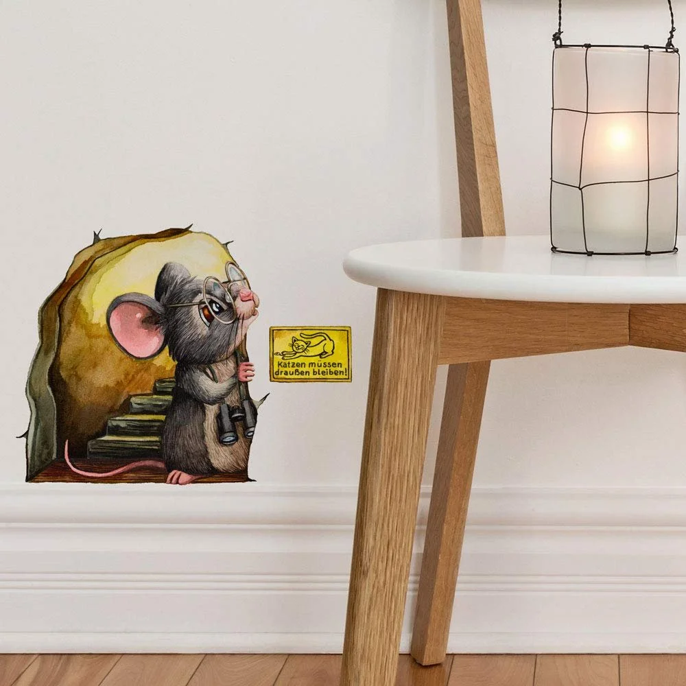 Наклейка на стіну ilka parey wandtattoo-welt Мишачі двері MT5 Котам вхід заборонено, фото №4