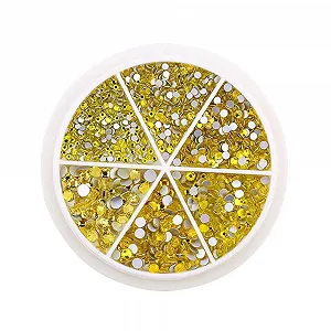 Стразы для ногтей Плоские круглые кристаллы Желтые камни для DIY ногтей Одежды Обуви Сумок DIY - Фото 1