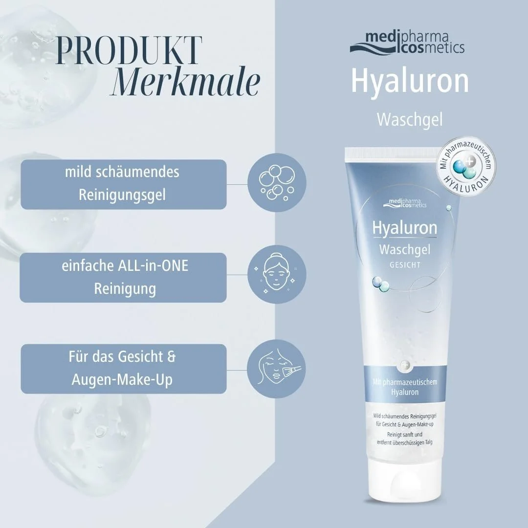 Гель для вмивання Hyaluronic, для ніжного очищення обличчя та зняття макіяжу, для сухої та чутливої шкіри, зволожує шкіру, м'яке спінювання, фото №3