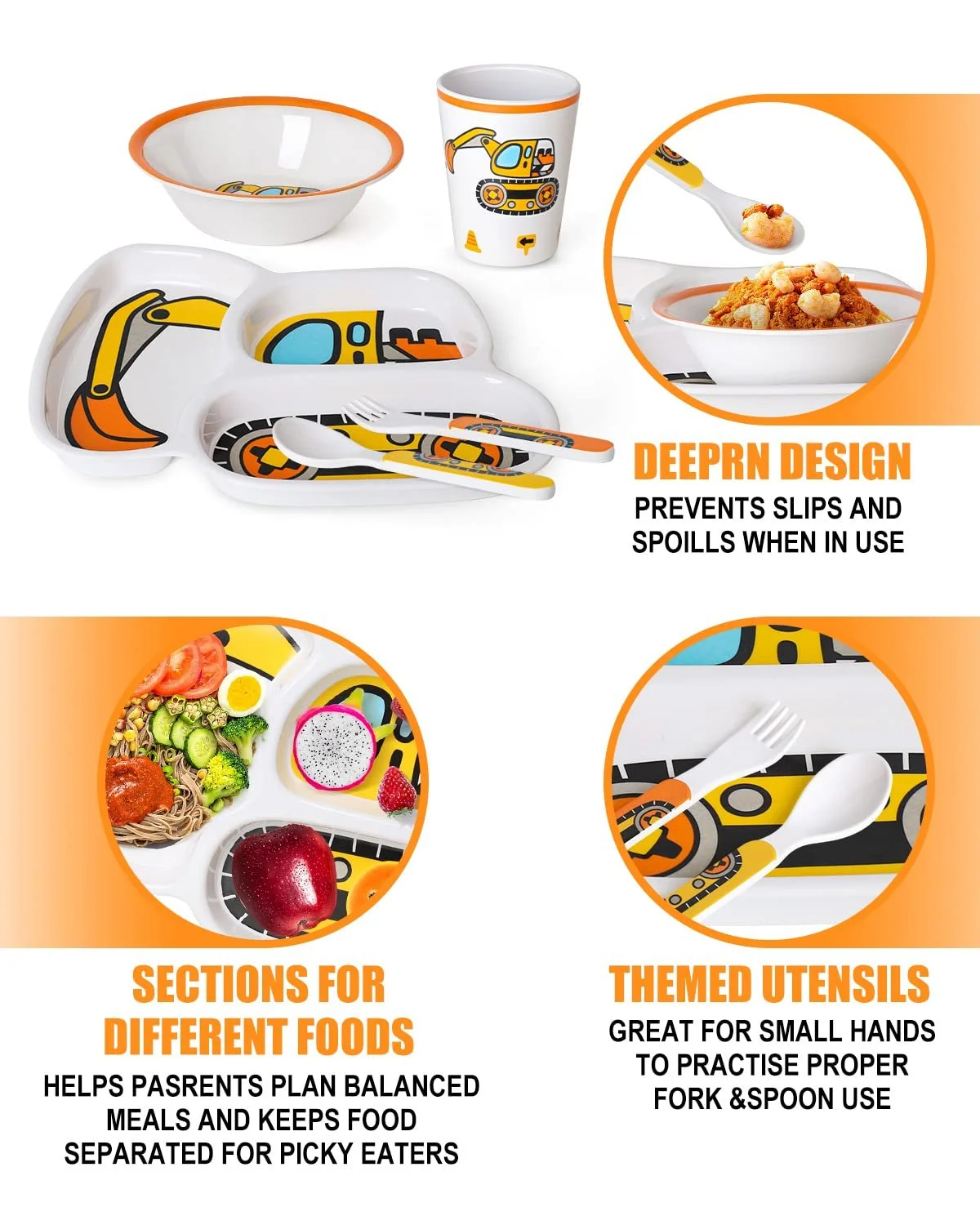 Детский Набор Посуды Lehoo Castle Экскаватор, фото №7 Детский Набор Посуды Lehoo Castle Экскаватор, фото №7