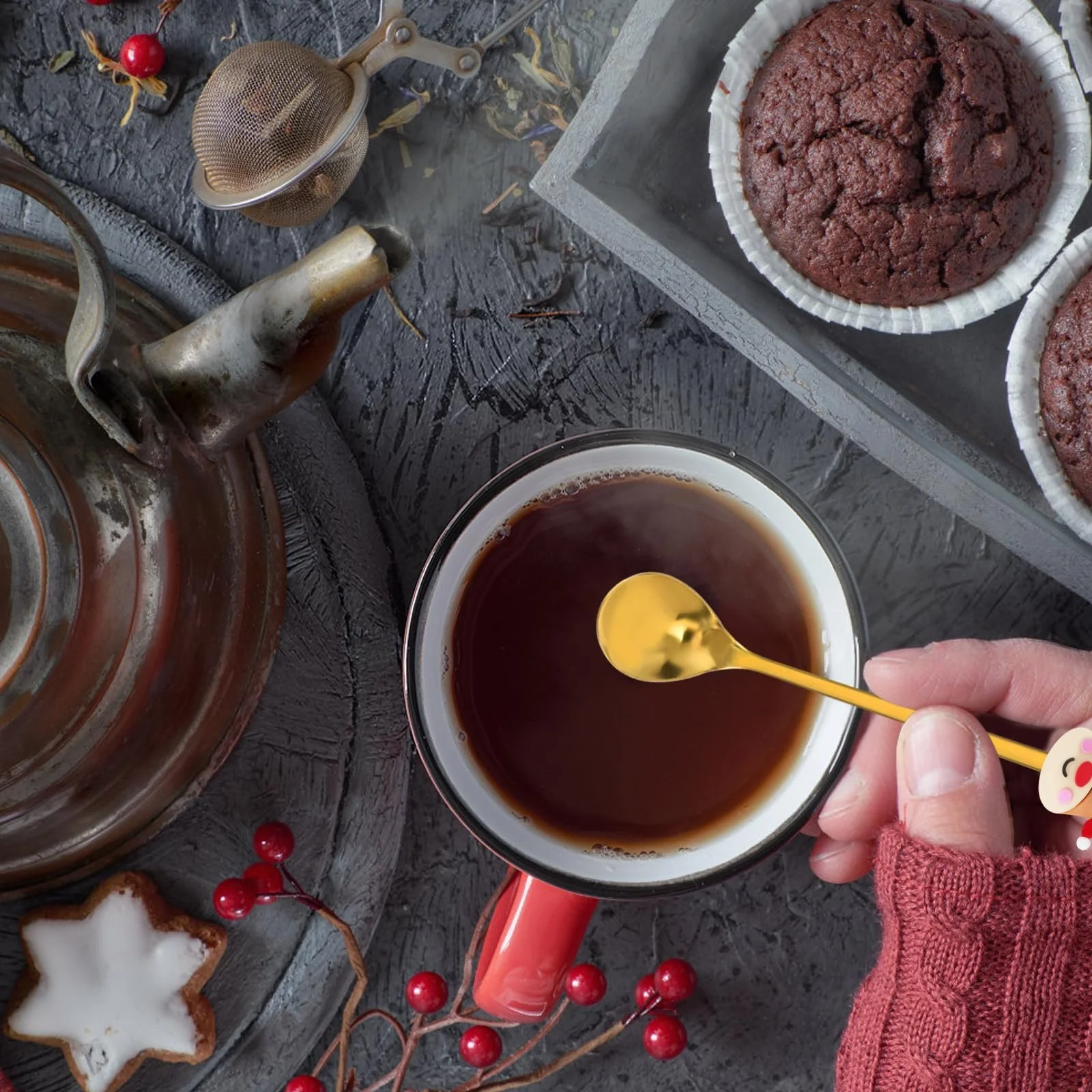 Набір різдвяних ложок і виделок з 14 предметів, фото №4