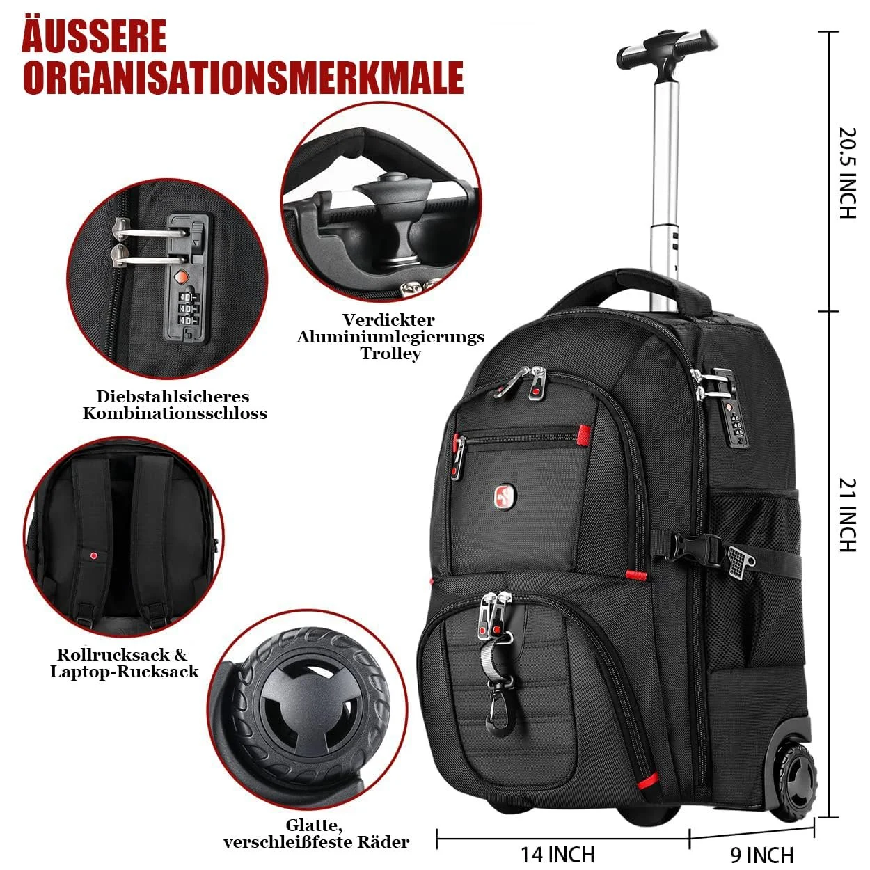 Рюкзак на колесах star cloud Travel 21 x 14 x 9" с отделением для ноутбука 17.3" влагоотталкивающий 45 л 2.7 кг, фото №3 Рюкзак на колесах star cloud Travel 21 x 14 x 9" с отделением для ноутбука 17.3" влагоотталкивающий 45 л 2.7 кг, фото №3