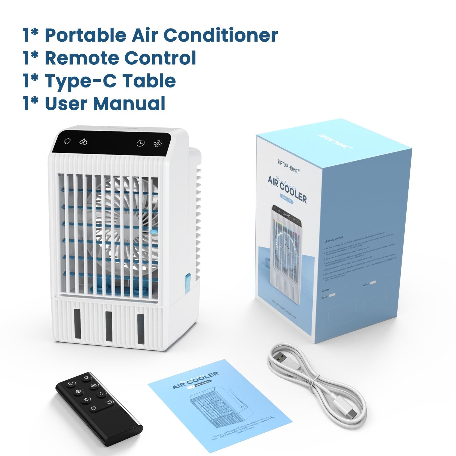 Мобільний кондиціонер Портативний без витяжного шланга Міні з розпилювачем та кольоровим нічним підсвічуванням для дому офісу кемпінгу, фото №9