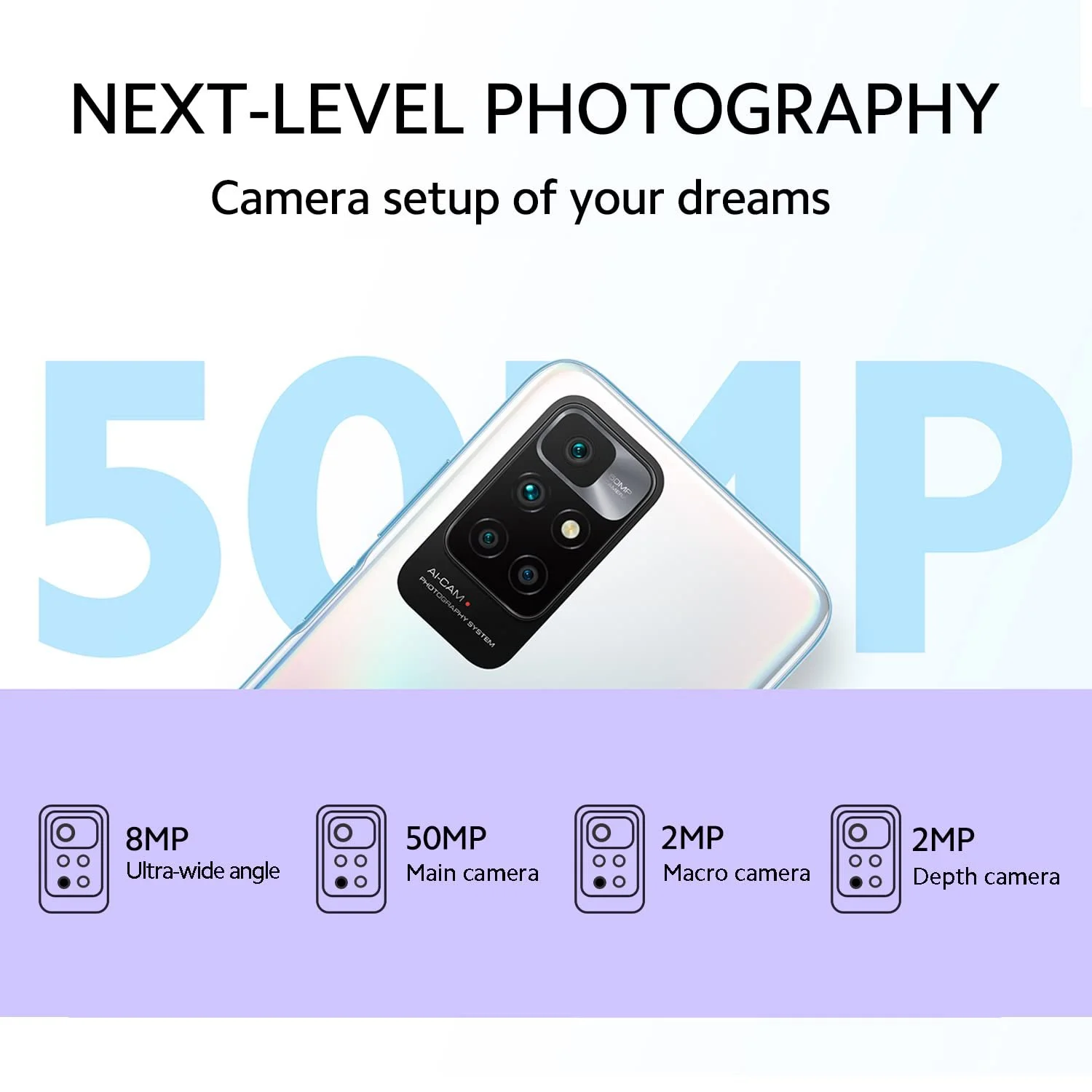 Смартфон Xiaomi Redmi 10 2022 4/64GB Sea Blue, фото №2 Смартфон Xiaomi Redmi 10 2022 4/64GB Sea Blue, фото №2
