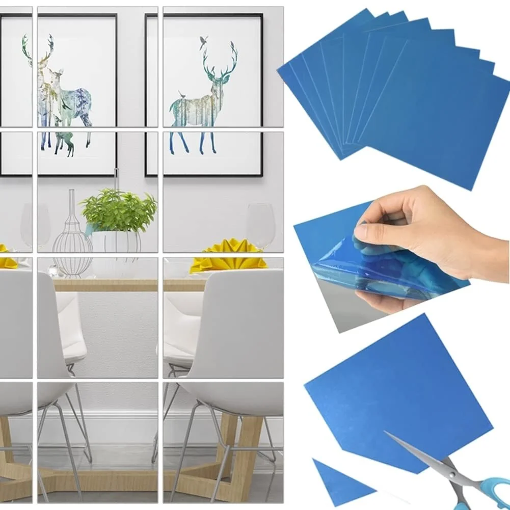 Наклейки на стіну Квадратні дзеркальні 15 см x 15 см 24 шт. 3D мозаїка DIY декор, фото №4 Наклейки на стіну Квадратні дзеркальні 15 см x 15 см 24 шт. 3D мозаїка DIY декор, фото №4