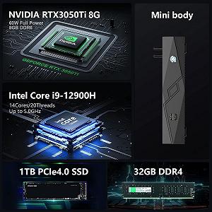Mini ПК TOPGRO T2 i9-12900H RTX3050Ti 32GB RAM 1TB PCIe SSD synthetic.ua - Фото 1