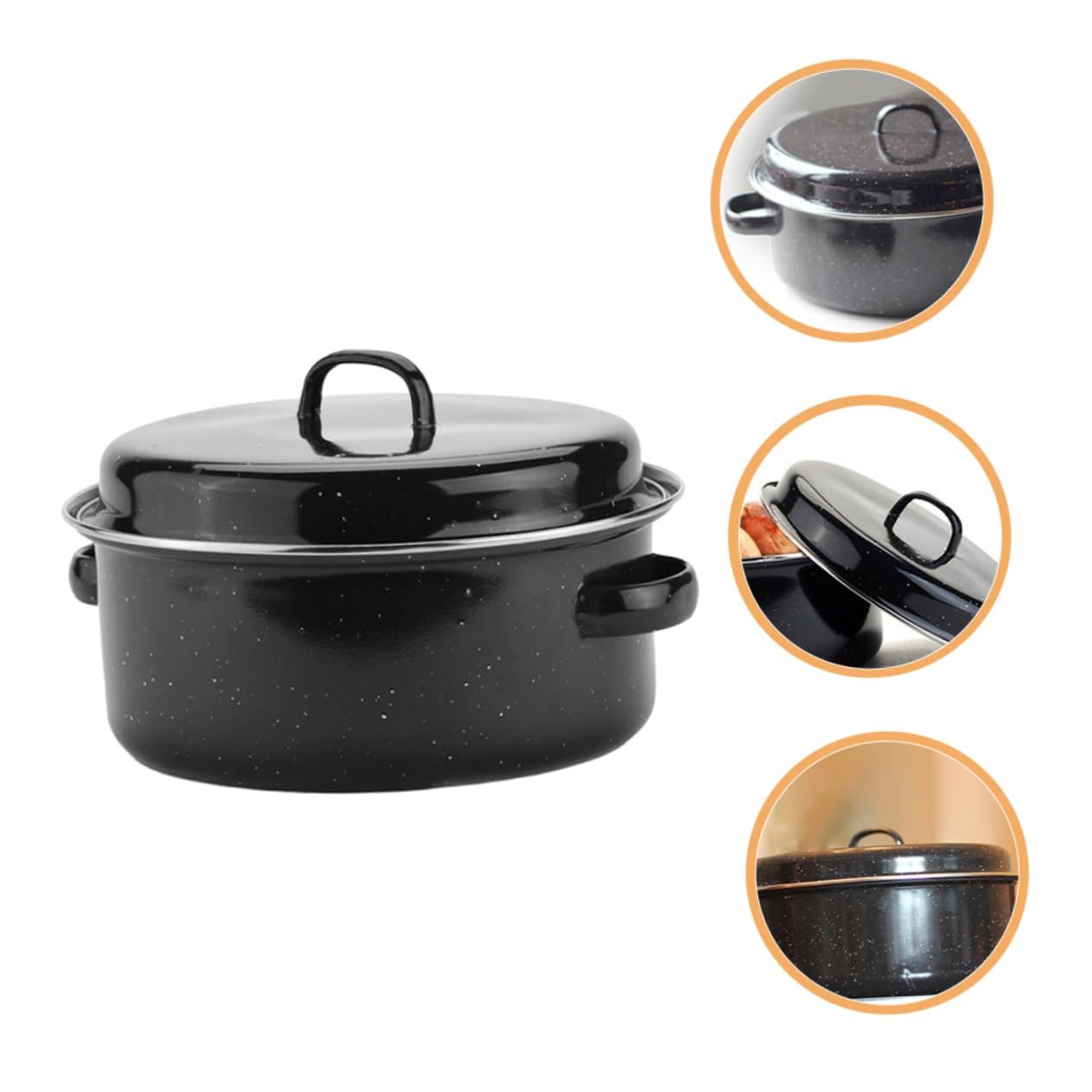 Гусятниця емальована з кришкою та двома ручками, термостійка, фото №9 Гусятниця емальована з кришкою та двома ручками, термостійка, фото №9