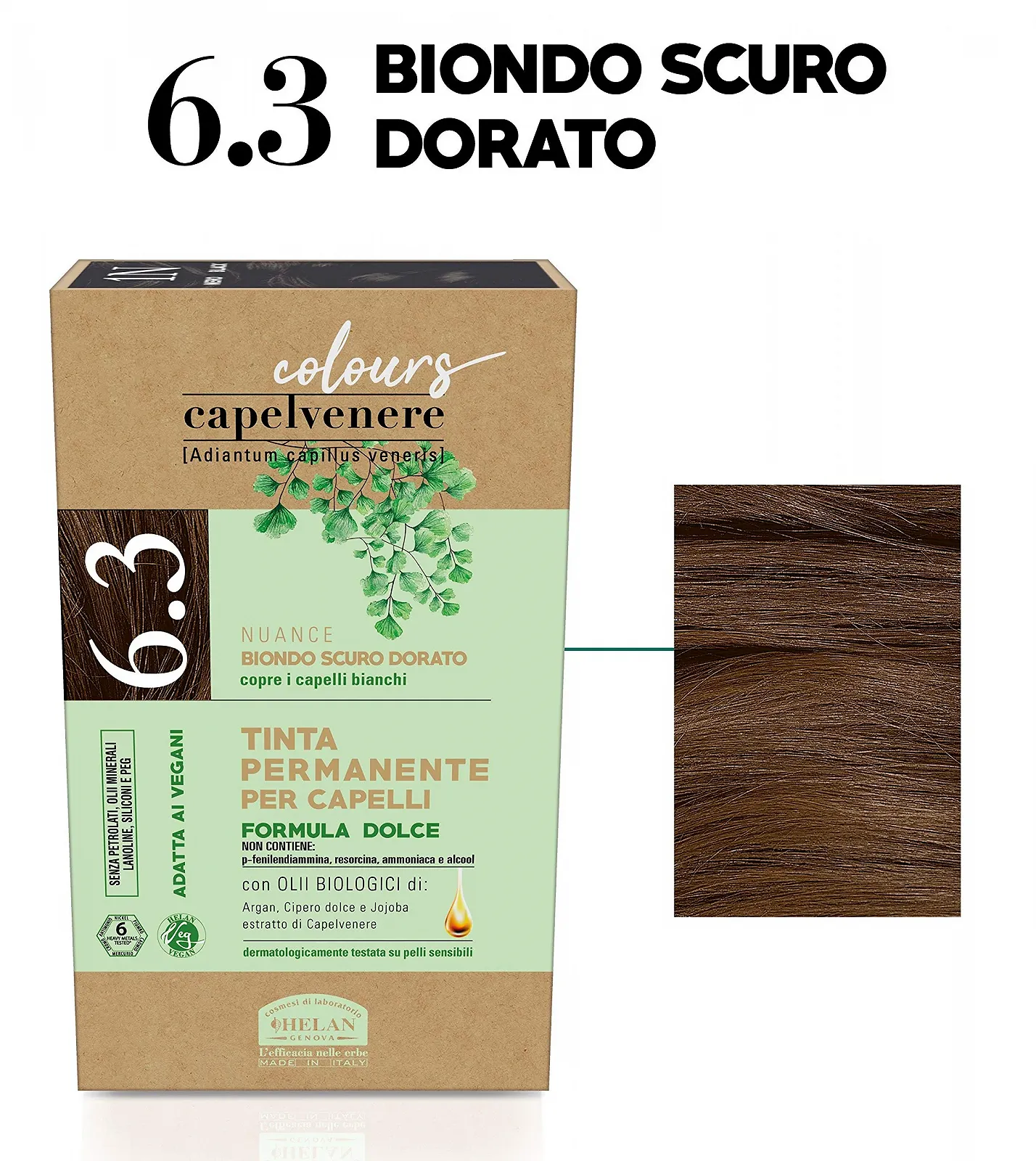 Фарба Helan Capelvenere Colours 6.3 Темний Блонд Стійка Без аміаку, фото №5