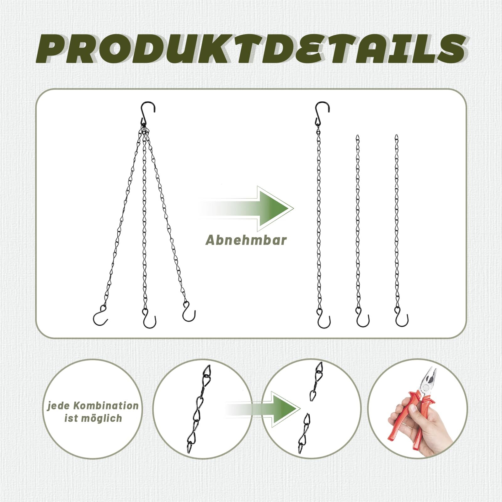 Ланцюжки для підвішування набір з 4 шт. нержавіюча сталь 40 см чорні, фото №3 Ланцюжки для підвішування набір з 4 шт. нержавіюча сталь 40 см чорні, фото №3