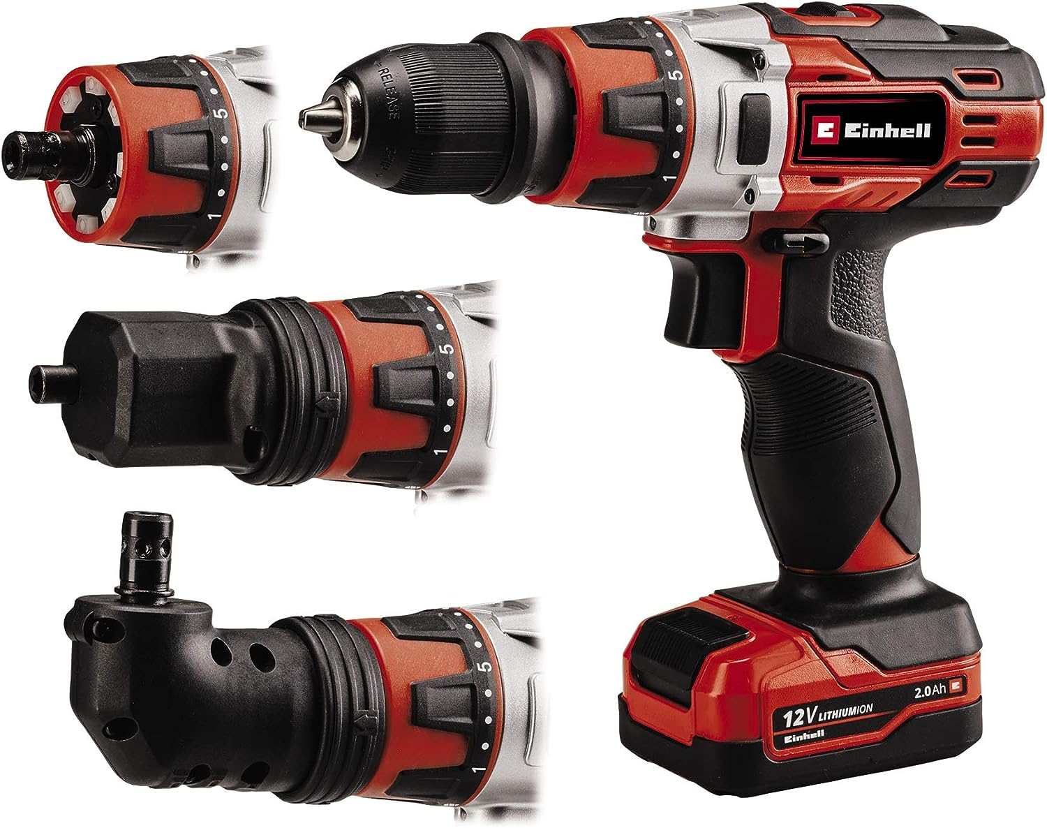 Шуруповерт Einhell TE-CD 12/1 3X-Li +39 (1 x 2.0 Ah) (Li-Ion, 12 В) 30 Нм, 2 скорости, со съемным 10 мм патроном 34-комплект насадок, 5 сверл по дереву с зарядным устройством + 1 x 2.0 Ah аккумулятор, фото №2