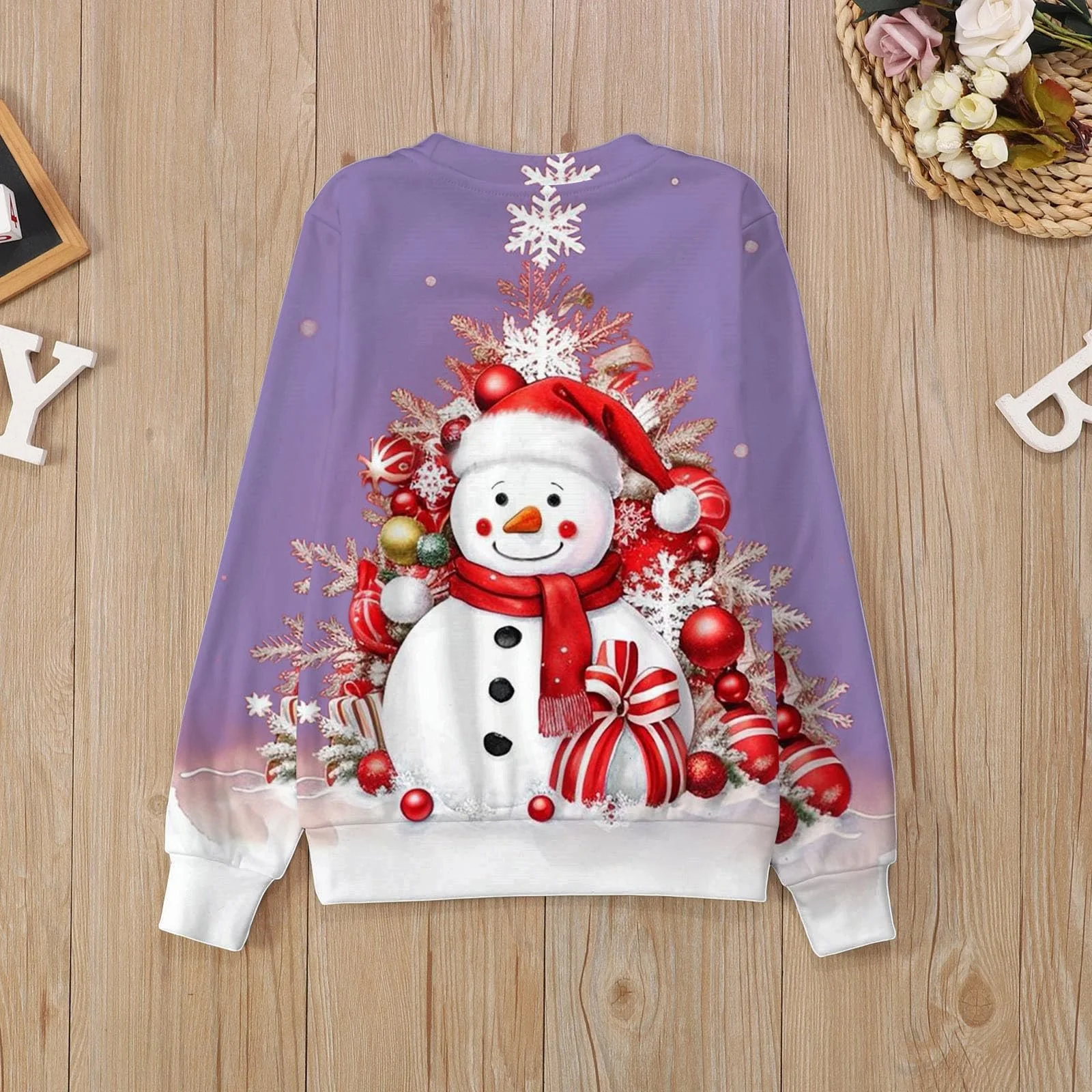 Різдвяний дитячий Світшот, святковий дитячий з принтом, з круглим вирізом, з капюшоном, з довгими рукавами, фото №4
