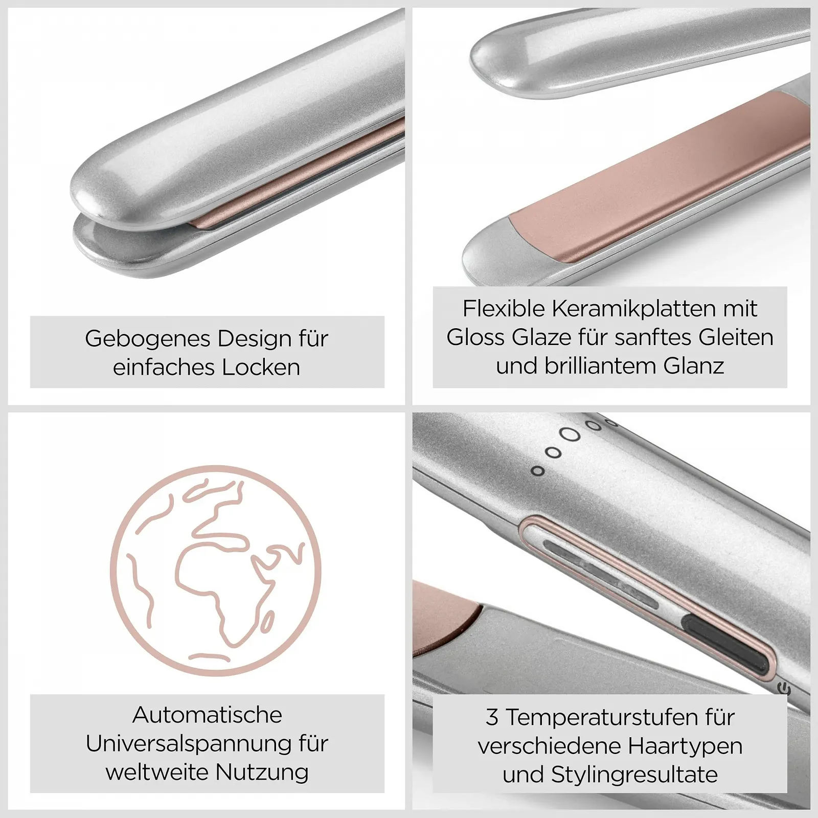 Выпрямитель для волос BaByliss Cosmos ST260E керамический 180-235°C Серебристый, фото №3 Выпрямитель для волос BaByliss Cosmos ST260E керамический 180-235°C Серебристый, фото №3