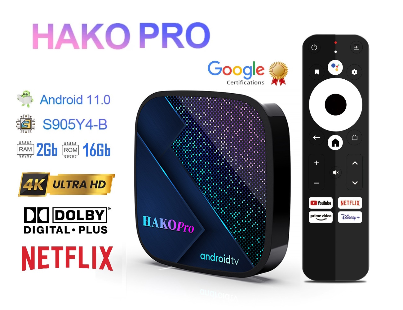 Медіаплеєр Hako Pro 2/16Gb Amlogic S905Y4 4K Dolby Digital Plus, фото №1