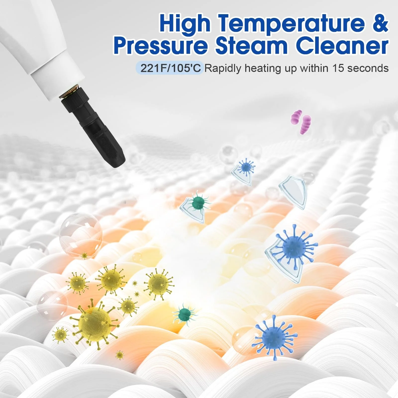 Пароочисник ручний 2500W 1100 мл 3Bar Білий, фото №7 Пароочисник ручний 2500W 1100 мл 3Bar Білий, фото №7