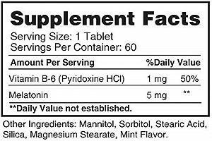 Мелатонин с витамином В6 Earths Creation Melatonin 5 mg with B-6 Sublingual 60 tabs Mint synthetic.ua - Фото 1