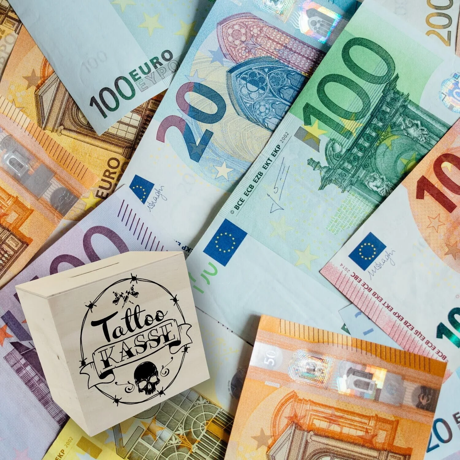 Скарбничка дерев'яна з тату-мотивами White Tattoo Cash, фото №6