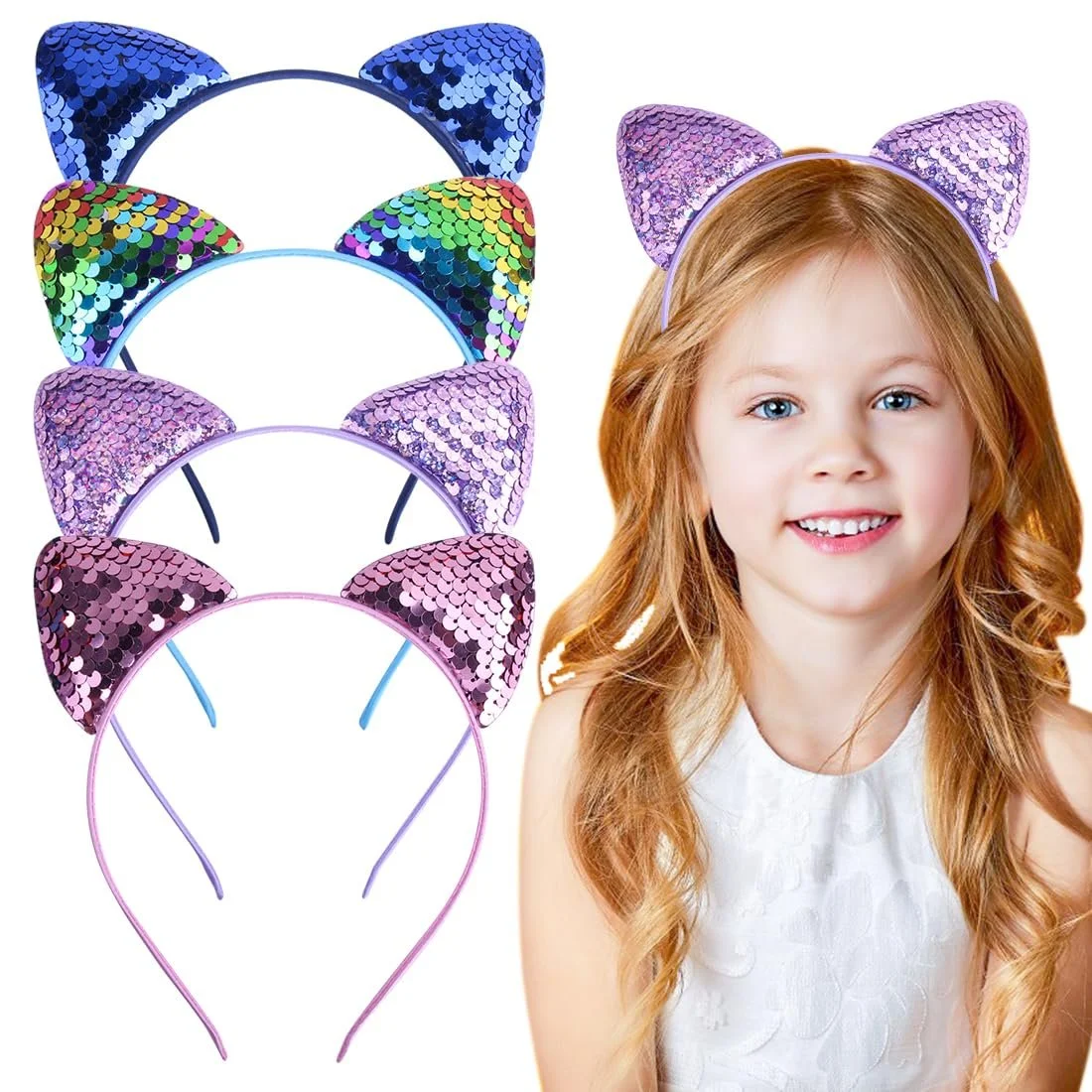 Обруч Ушки кота 4 шт Блестящий, фото №1 Обруч Ушки кота 4 шт Блестящий, фото №1