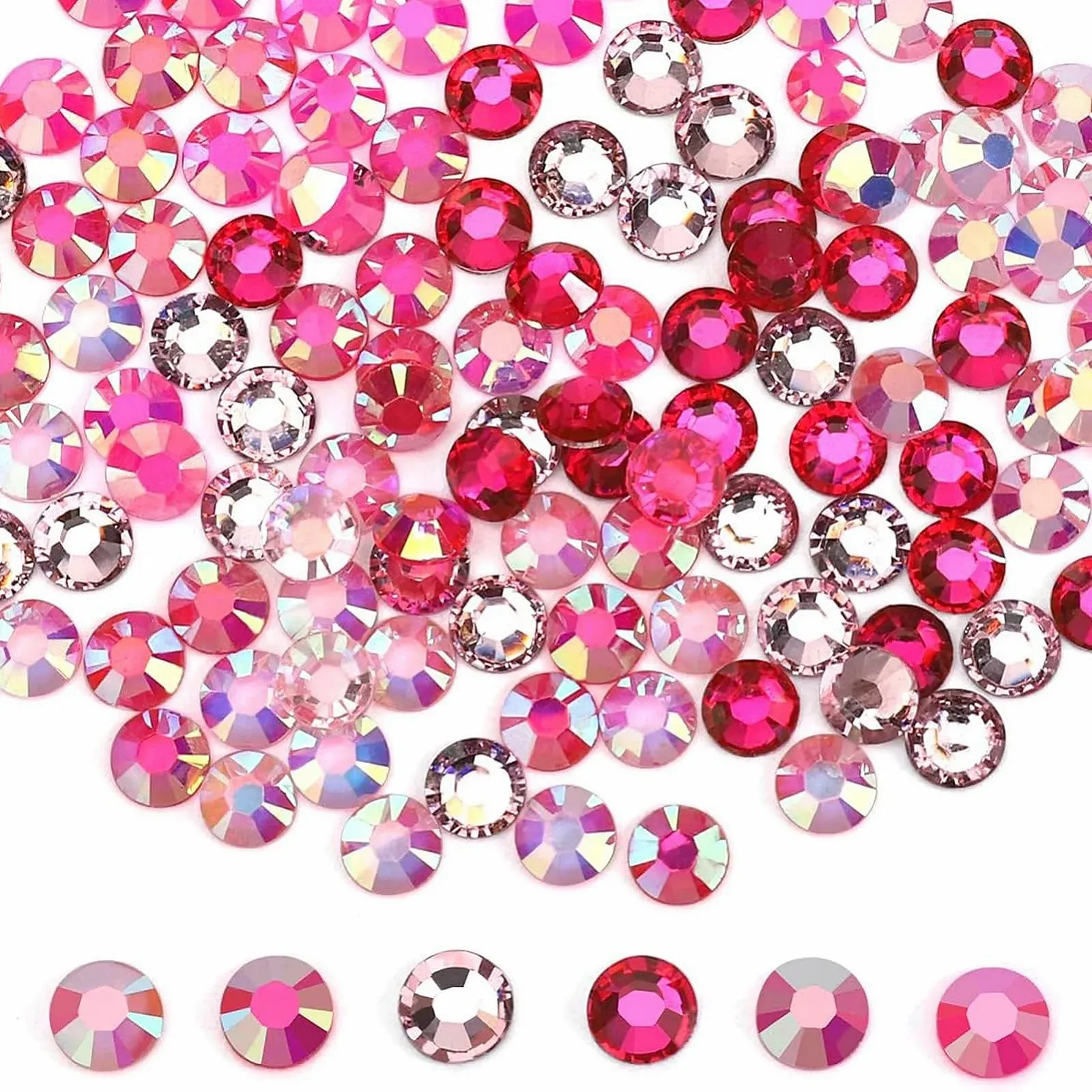 Стразы смоляные, без термофиксации Jelly Rhinestones Gems, 6 цветов для DIY макияжа лица, чашки, DIY украшения, 3, 4, 5 мм (розовые стразы), фото №4