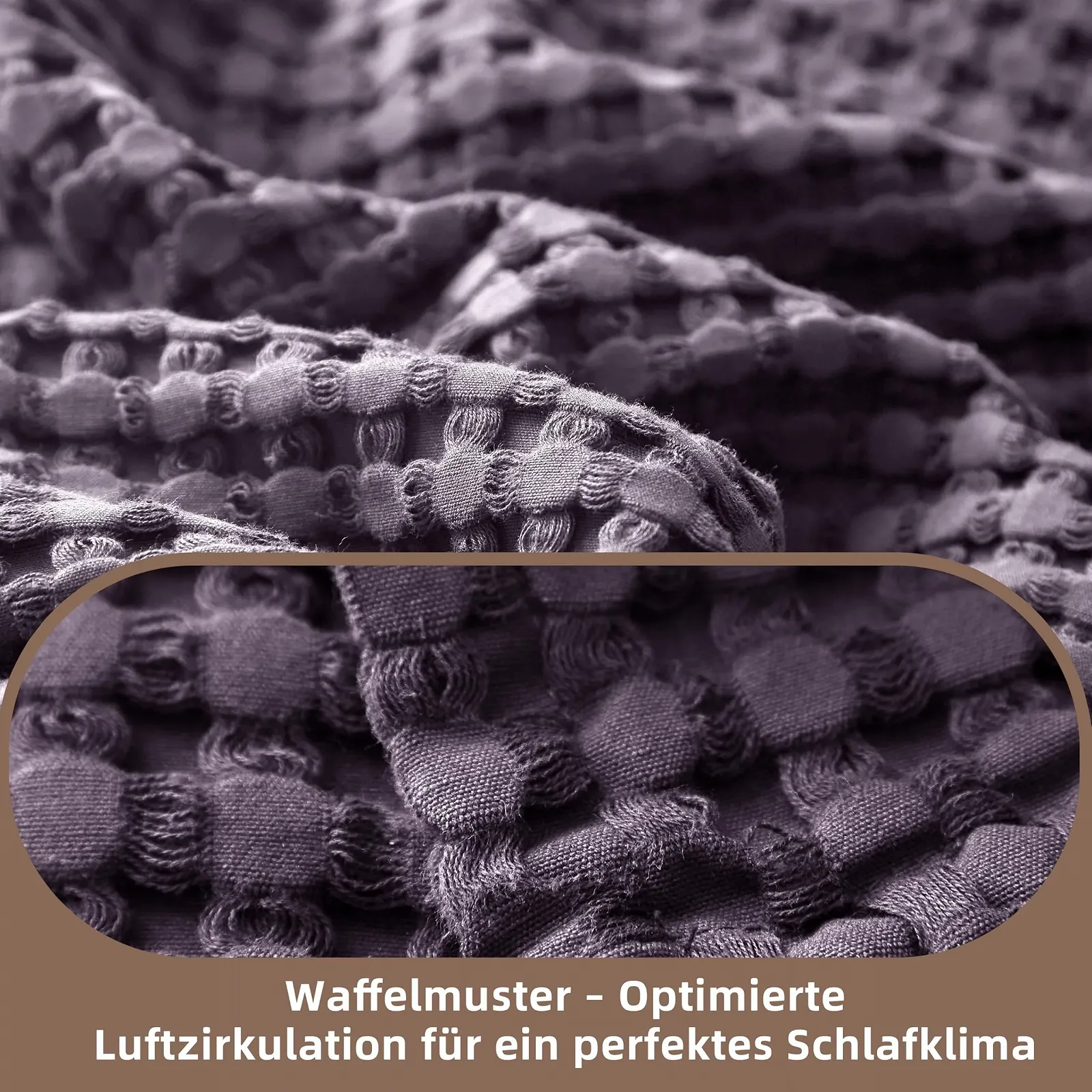Покривало CHUFFED 100% Бавовна 150 x 200 см Вафельна Піке М'яка Дихаюча Легка Фіолетовий Виноград, фото №4