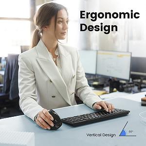 Миша Perixx PERIMICE-813B Вертикальна Bluetooth Бездротова 3-в-1 Multi-Device Чорний synthetic.ua - Фото 1