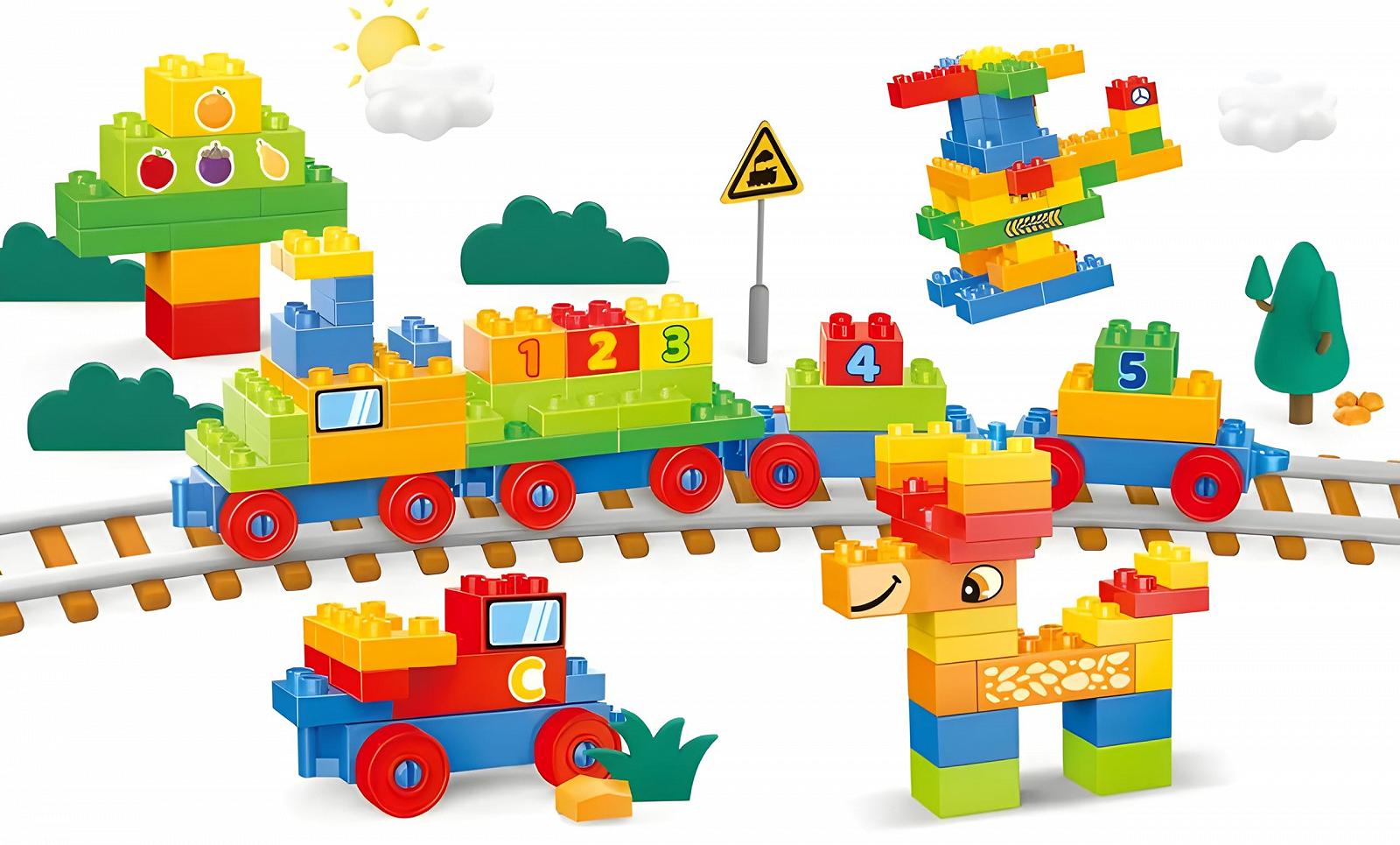 Блоки будівельні Kadii Набір Великий 180 шт від 3 років Сумісний з Duplo Коробка для будівельних блоків, фото №1