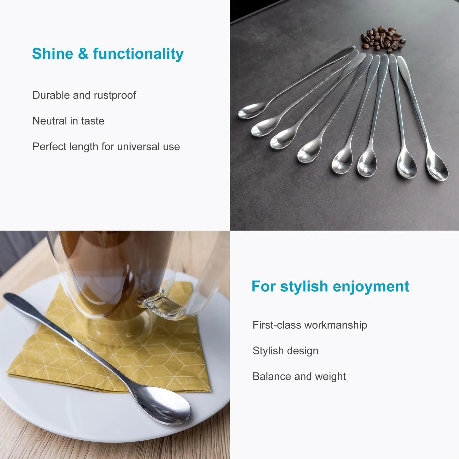 Десертна ложка з нержавіючої сталі, набір 12 штук, 19 см, довга, фото №3 Десертна ложка з нержавіючої сталі, набір 12 штук, 19 см, довга, фото №3