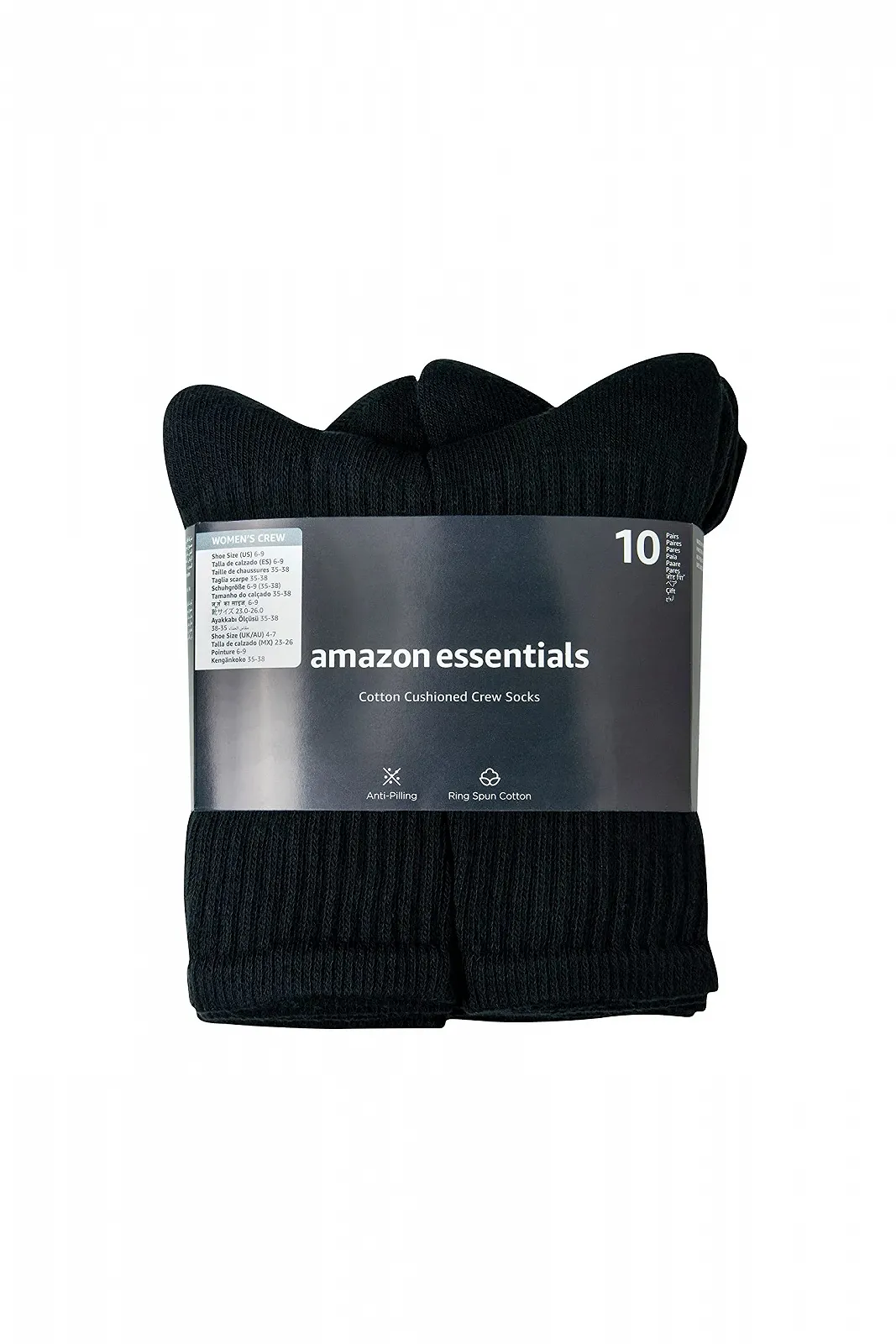 Носки Amazon Essentials Хлопковые Легкие Уплотненные Crew 10 пар, фото №3