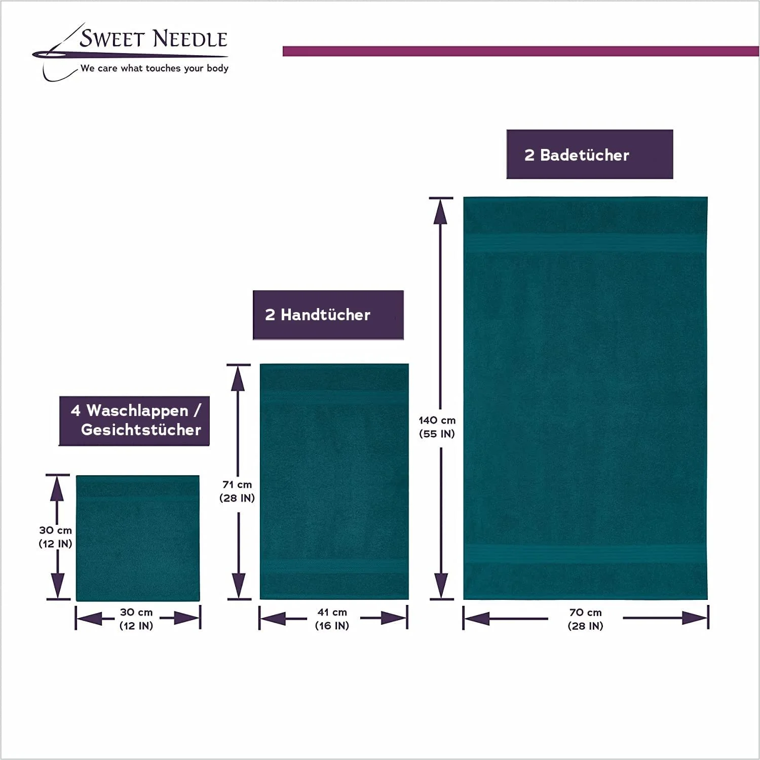Набір бавовняних рушників Sweet Needle 8 штук 500 g/m² поглинаючі, фото №3