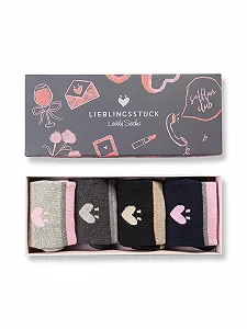 Носки Lieblingsstück Lovely Regular 4 пары Хлопок с блестками и сердечками в подарочной коробке synthetic.ua - Фото 1